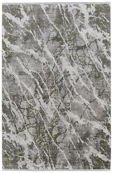 HomeRoots Abstract Power Loom Area Rug With Fringe
