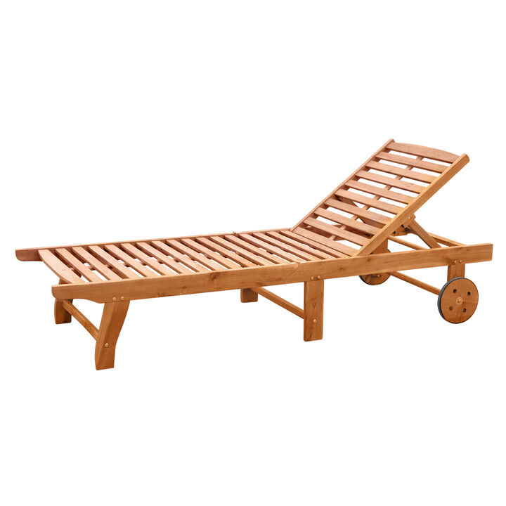 Wood Outdoor Folding Chaise Lounge Chair Beach Poolside Recliner Sunbed Wooden