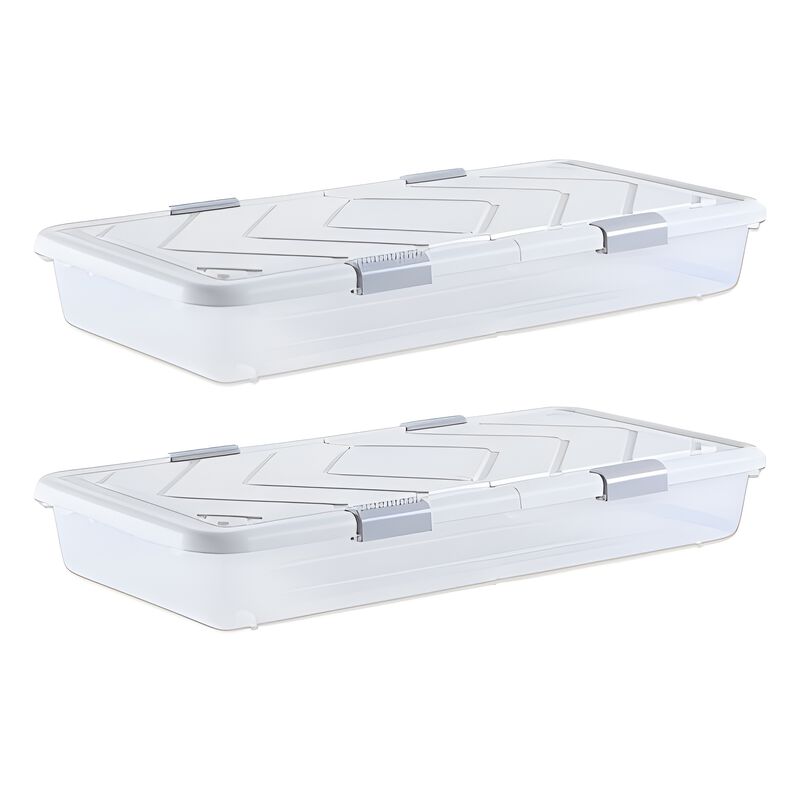 2 Pack Under Bed Storage Bins with Wheels, Rolling Organizer with Lid and Latch image number 0