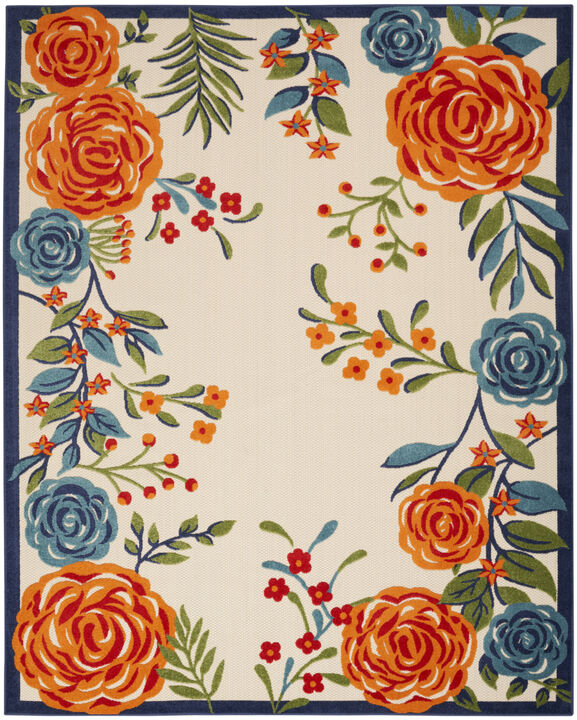 HomeRoots Round Floral Indoor Outdoor Area Rug