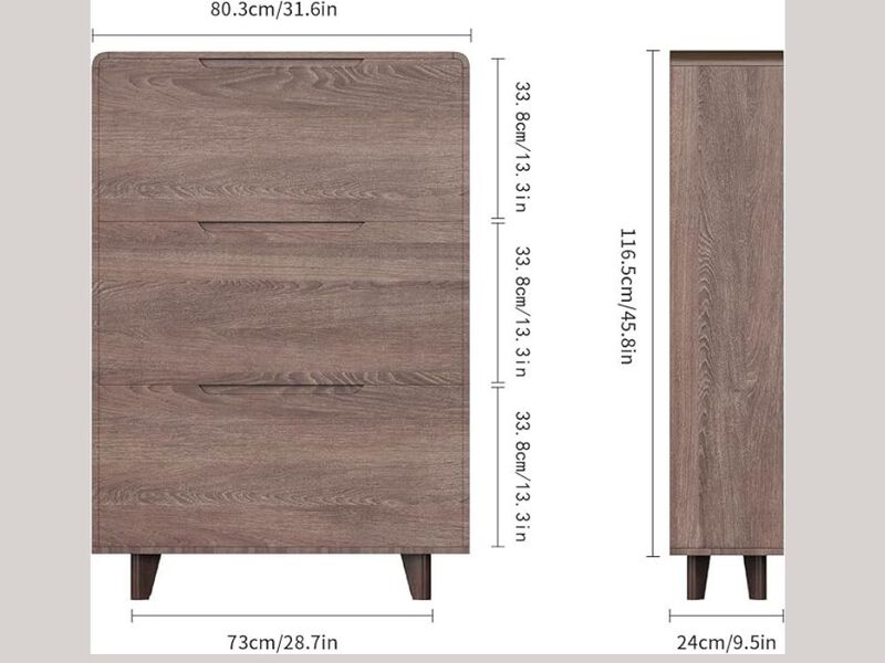 Entryway Wood Shoe Storage Cabinet Flip Drawer Space Saving Walnut image number 2