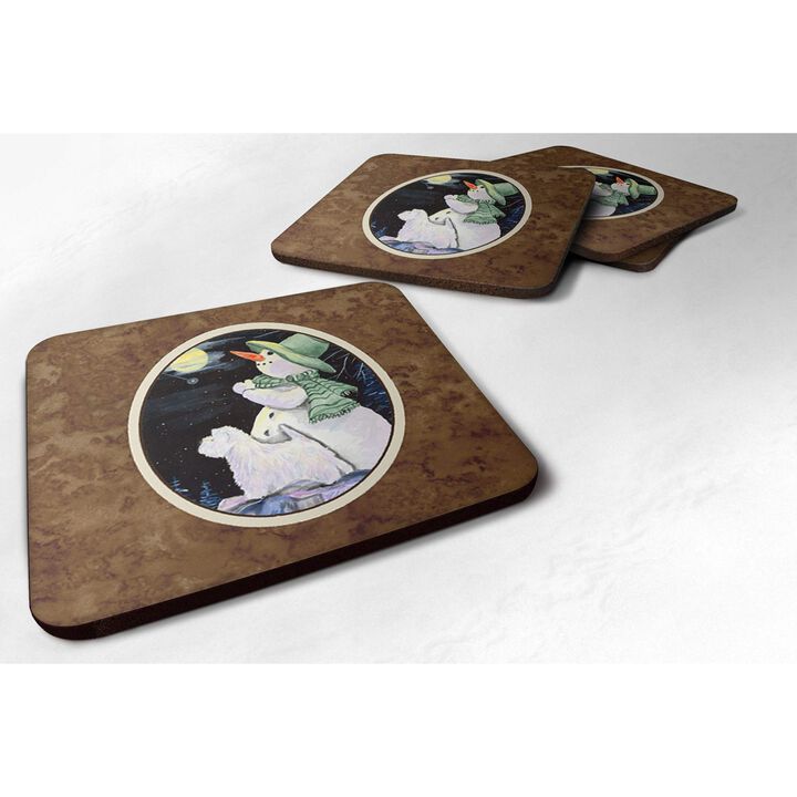 Caroline's Treasures SS8797FC Snowman with Westie Foam Coasters Set of 4 (Set of 4), 3.5 H x 3.5 W, Multicolor