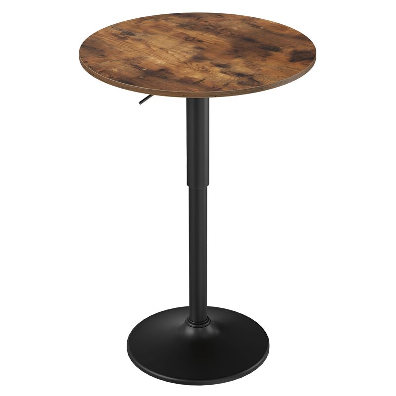 Sturdy Base Round Bar Table with Adjustable Height for Dining or Patio-Brown image number 0