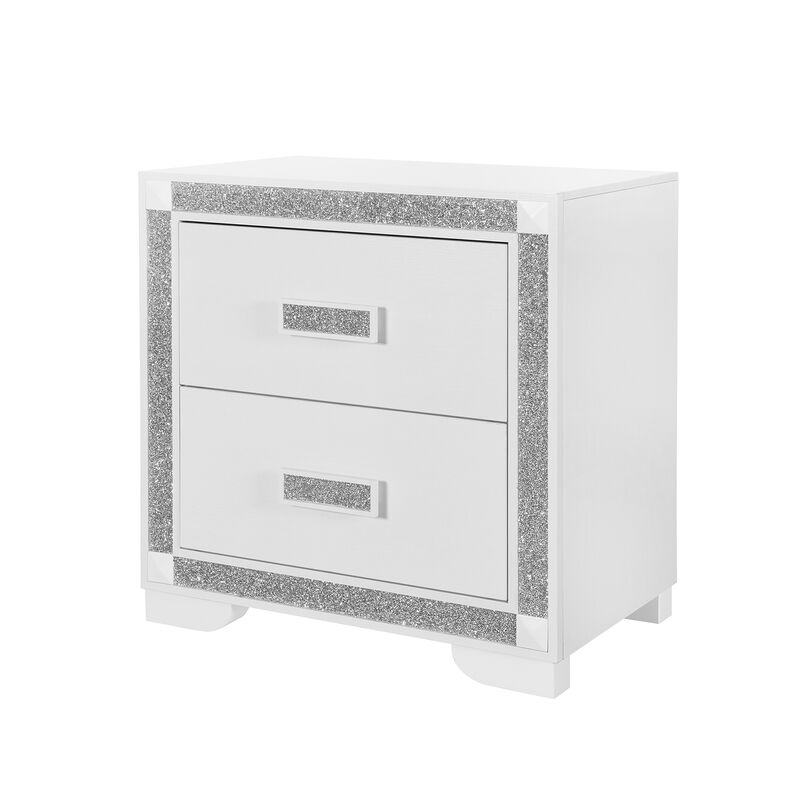 Soleil White Modern Nightstand image number 1