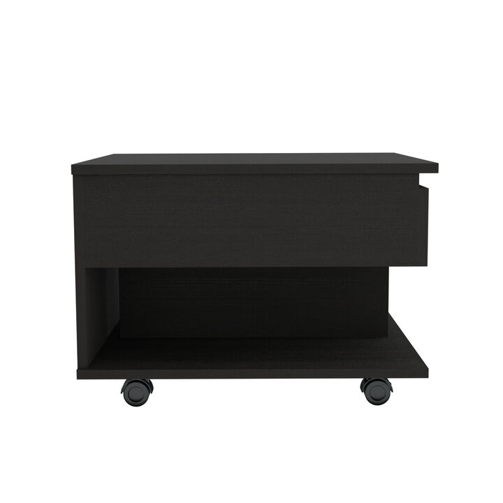Peterson 1-Drawer 1-Shelf Lift Top Coffee Table Black Wengue