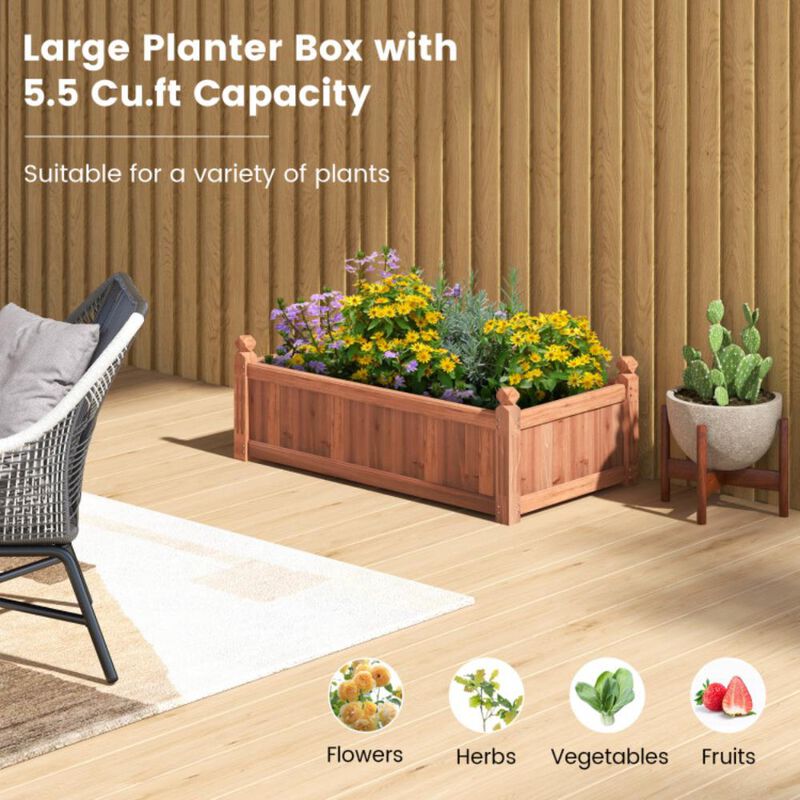 Hivvago 46 x 24 x 16 Inch Rectangular Planter Box with Drainage Holes for Backyard Garden Lawn