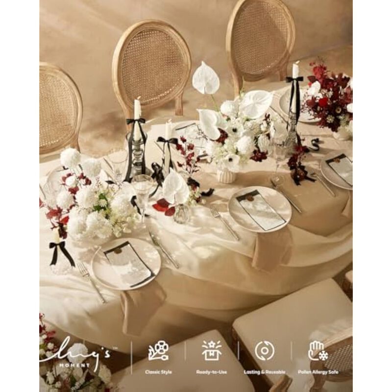 8 Piece White Artificial Greenery Stems Wedding Centerpiece Decor image number 3