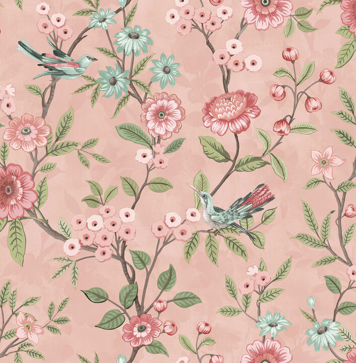Elspeth Pink Floral Trail Wallpaper