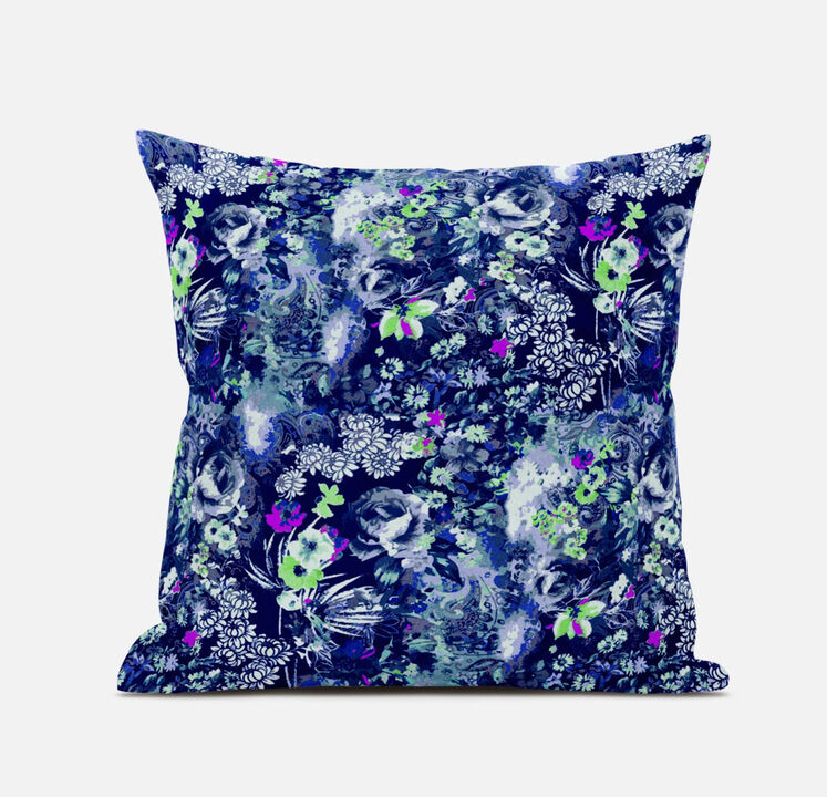 Homezia 20" Purple Blue Springtime Zippered Suede Throw Pillow