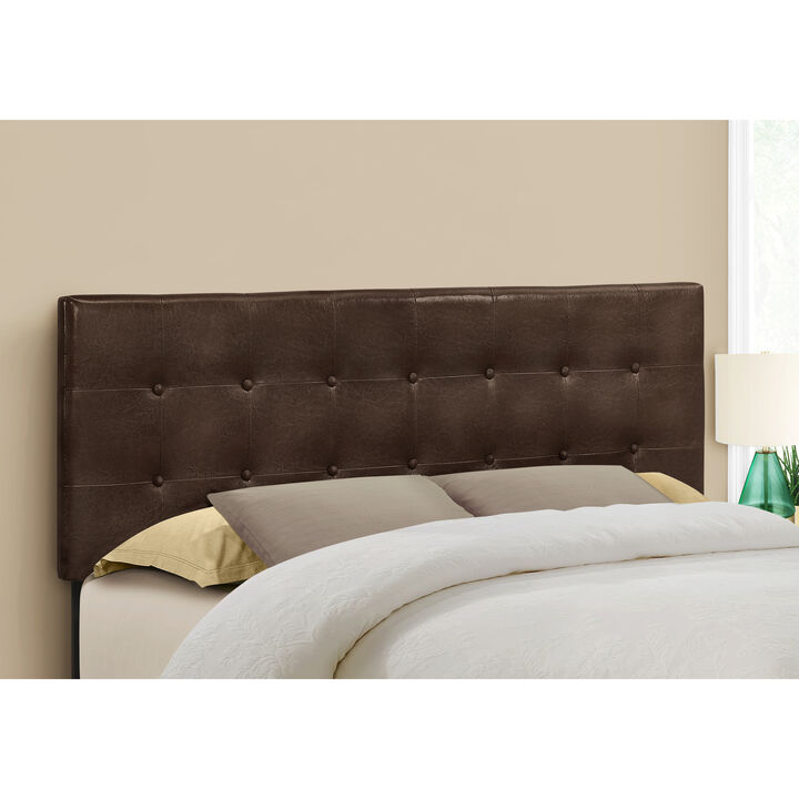 Monarch Specialties I 6000Q Bed, Headboard Only, Queen Size, Bedroom, Upholstered, Pu Leather Look, Brown, Transitional