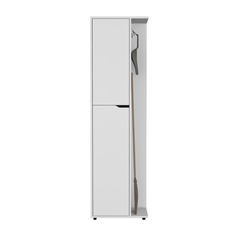 DEPOT E-SHOP Tok  Broom Storage Closet with One Door 71.3" H, Four Shelves and Broom and Mop Holder,White,Kitchen