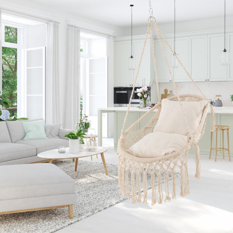 Hivvago Hanging Hammock Chair with Soft Seat Cushions and Sturdy Rope Chain