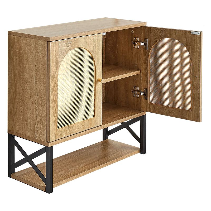 Bathroom Storage Cabinet Wall Mounted with Adjustable Shelf and Open Partition-Brown image number 0