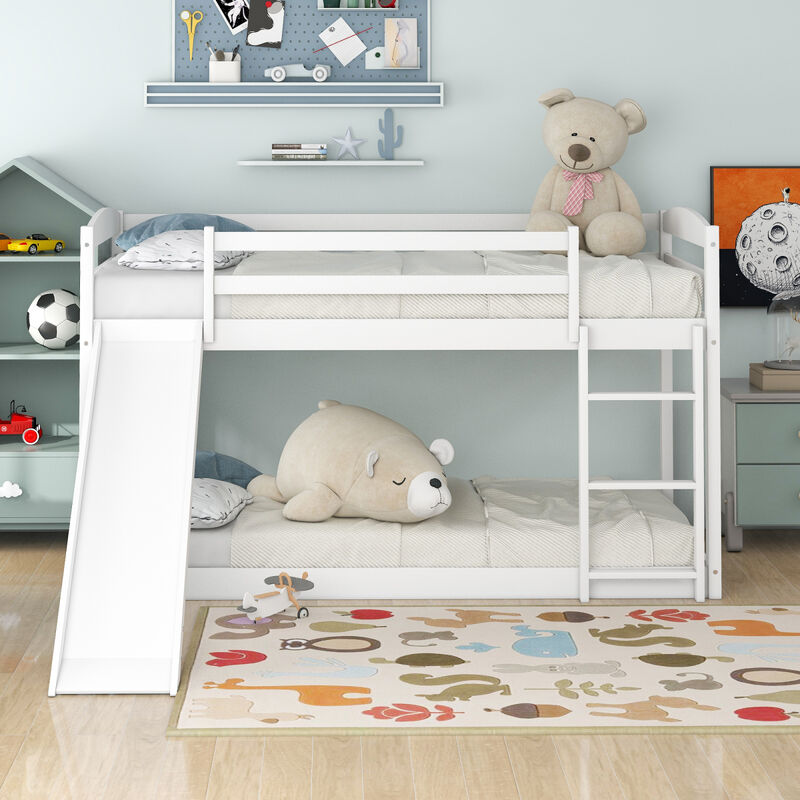 Twin over Twin Bunk Bed with Convertible Slide and Ladder