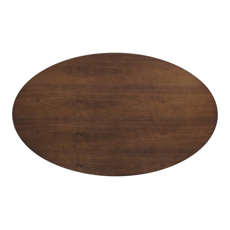Modway - Lippa 78" Oval Walnut Wood Grain Dining Table Black Walnut