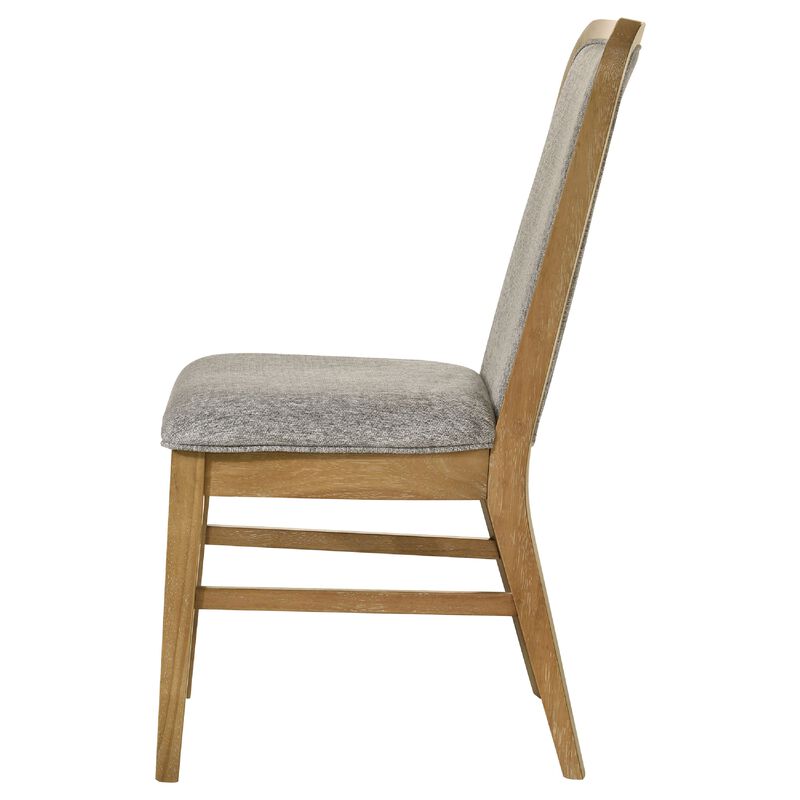 Elora Dining Side Chair, Set of 2, Gray Fabric, Weathered Natural Wood image number 4