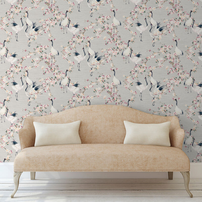 Harumi Light Grey Blossom Wallpaper image number 3