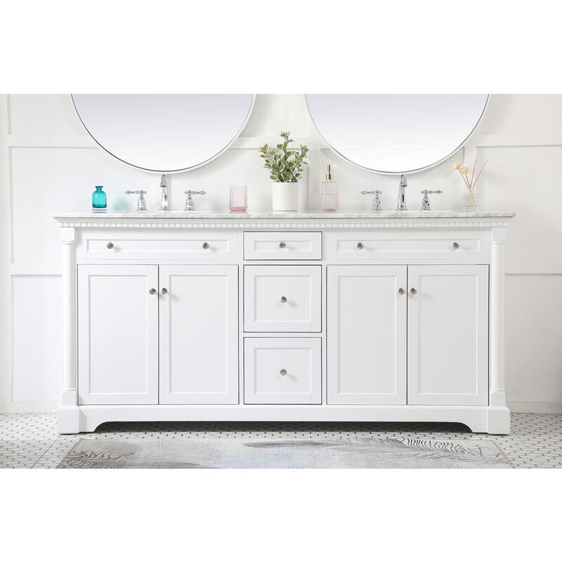 Elegant Kitchen and Bath 72 inch double bathroom vanity in White