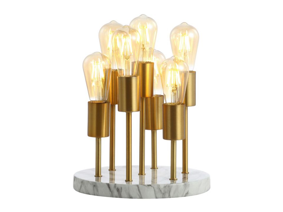 Pleiades 13.5" Modern Metal/Resin LED Accent Lamp, Brass Gold/White