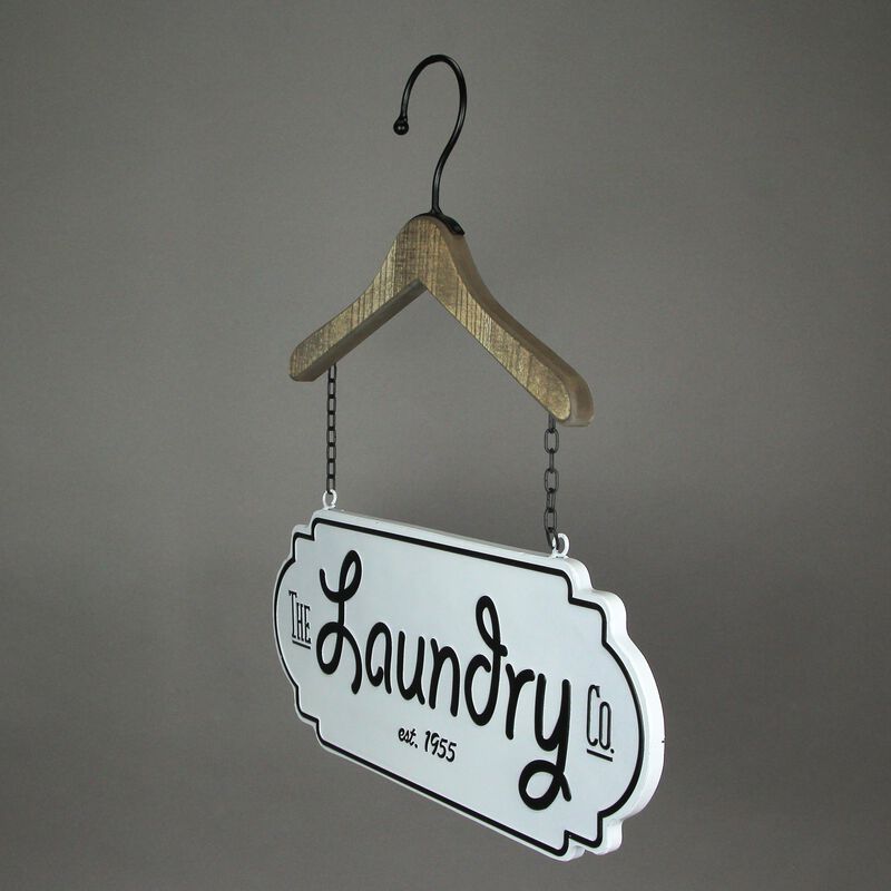 The Laundry Co. Vintage Look Hand Painted Metal and Wood Sign Wall Hanging image number 4