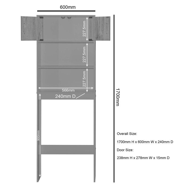 Better Home Products Ace Over-the-Toilet Storage Rack in Light Gray & Natural Oak