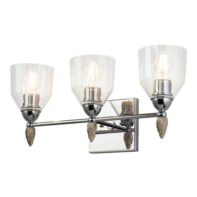 Lucas McKearn Felice 3 Light Vanity Light In Polished Chrome With Silver Accents