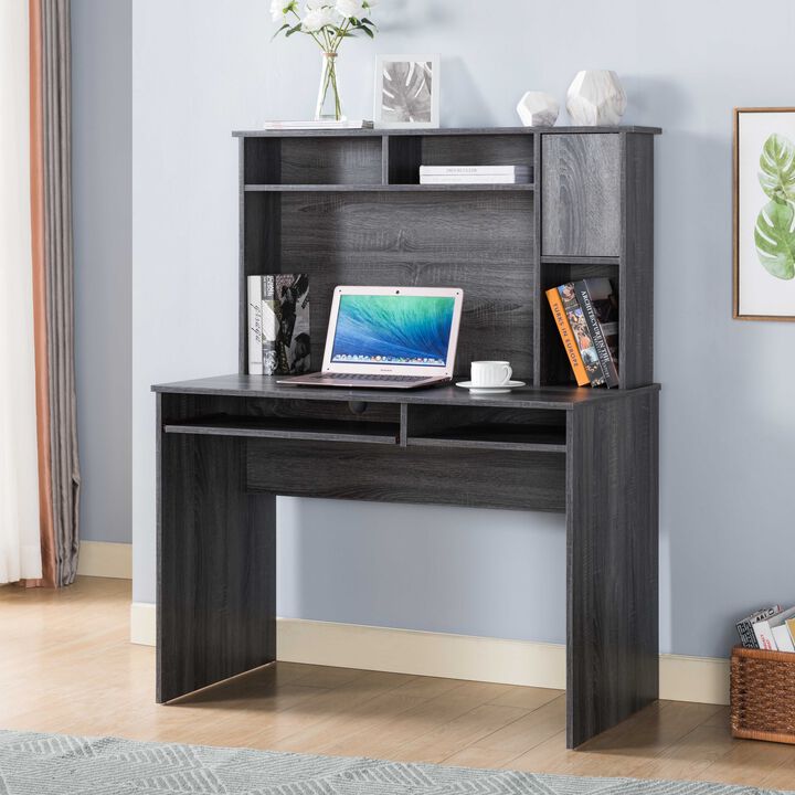Distressed Grey Home Office Computer Desk with 2 Hide Away Shelves