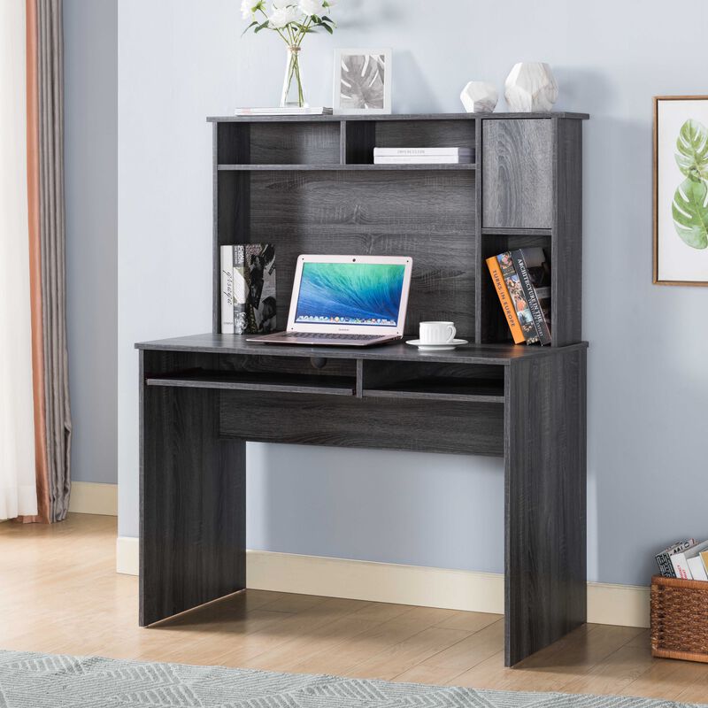 Distressed Grey Home Office Computer Desk with 2 Hide Away Shelves