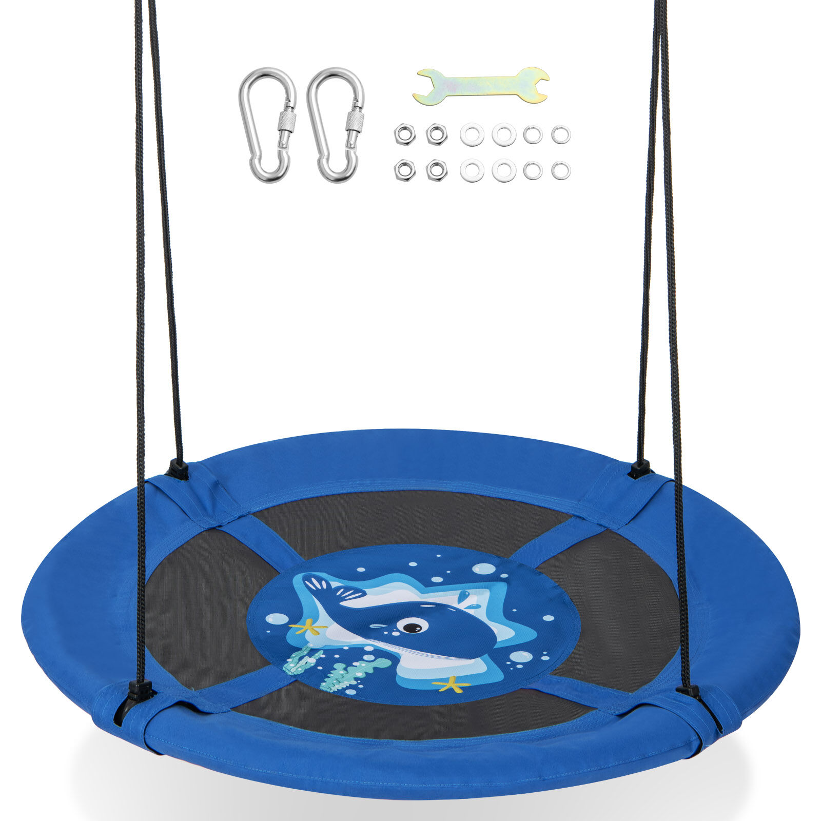 Saucer Tree Swing with Adjustable Hanging Ropes and 900D Oxford