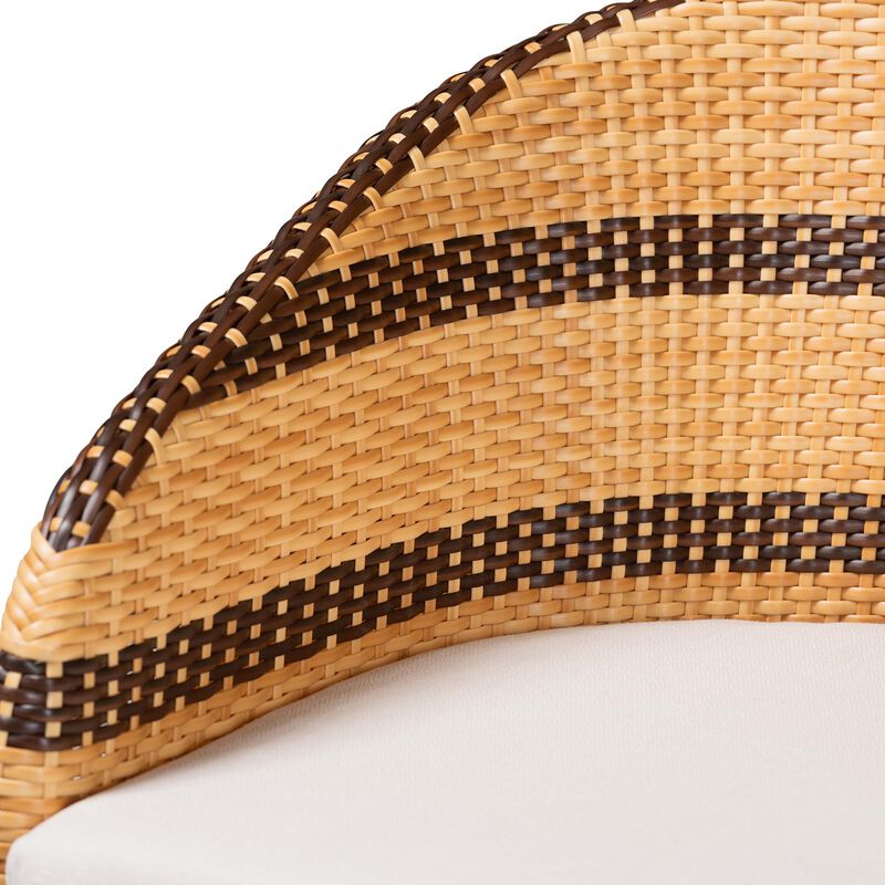 bali & pari Elma Rattan Counter Stool with Cushion - Barrel-Back Counter Chair with Synthetic Woven and Natural Rattan Frame, Boho Coastal Style Seating for Kitchen or Lounge