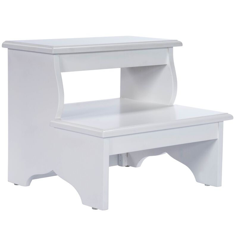 Hivvago 18 Inch White Wood Footstool