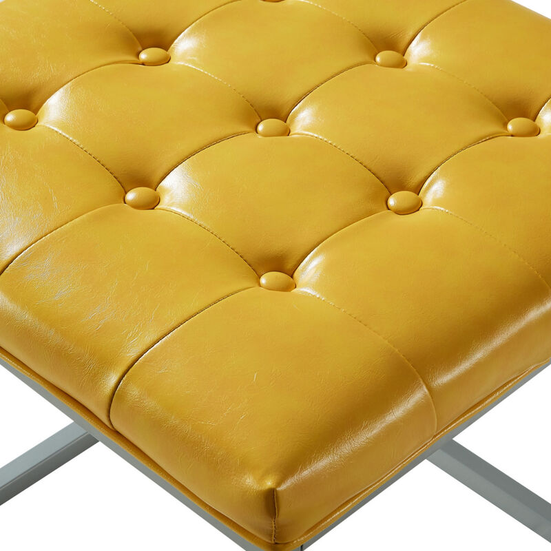Cube Ottoman with Faux Leather Upholstery &ndash; Compact Storage Seat image number 3