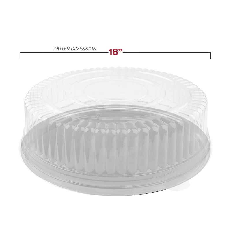 16" Black Round Plastic Trays with Lids (25 Sets) image number 3