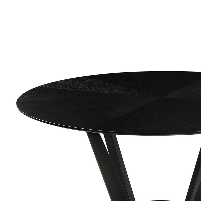 Alana Dining Table, Black Rubberwood, Metal, Round 54 Inch Top