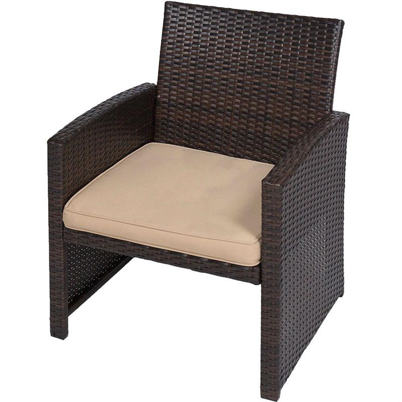 Hivvago Brown Resin Wicker 4-Piece Modern Patio Furniture Set with Beige Cushions