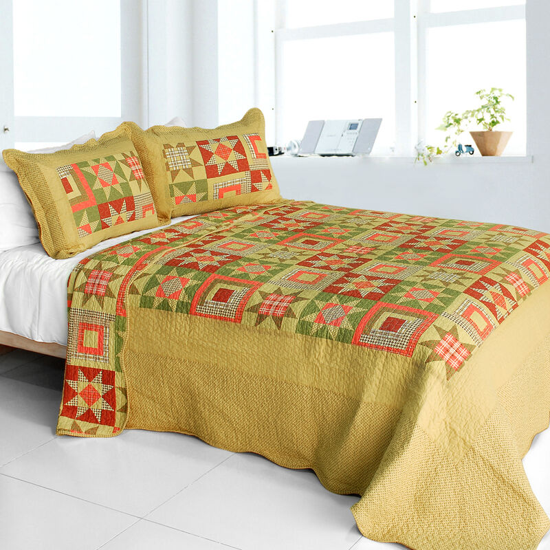 Twilight Time Queen Size Cotton Quilted Printed Quilt Bedding Set 3PC image number 0