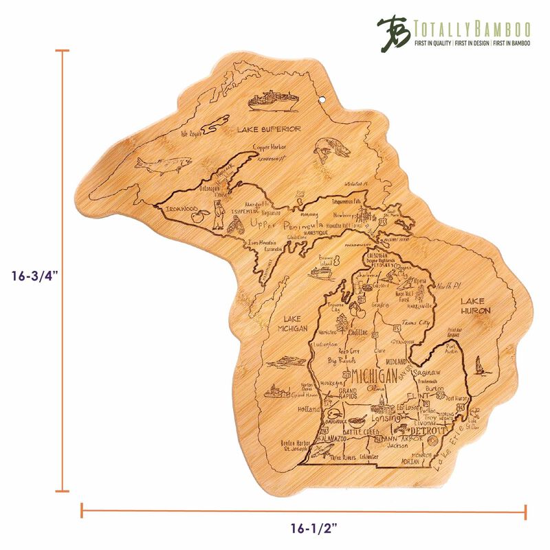 Destination Michigan Cutting Board, 16-3/4" x 16-1/2"