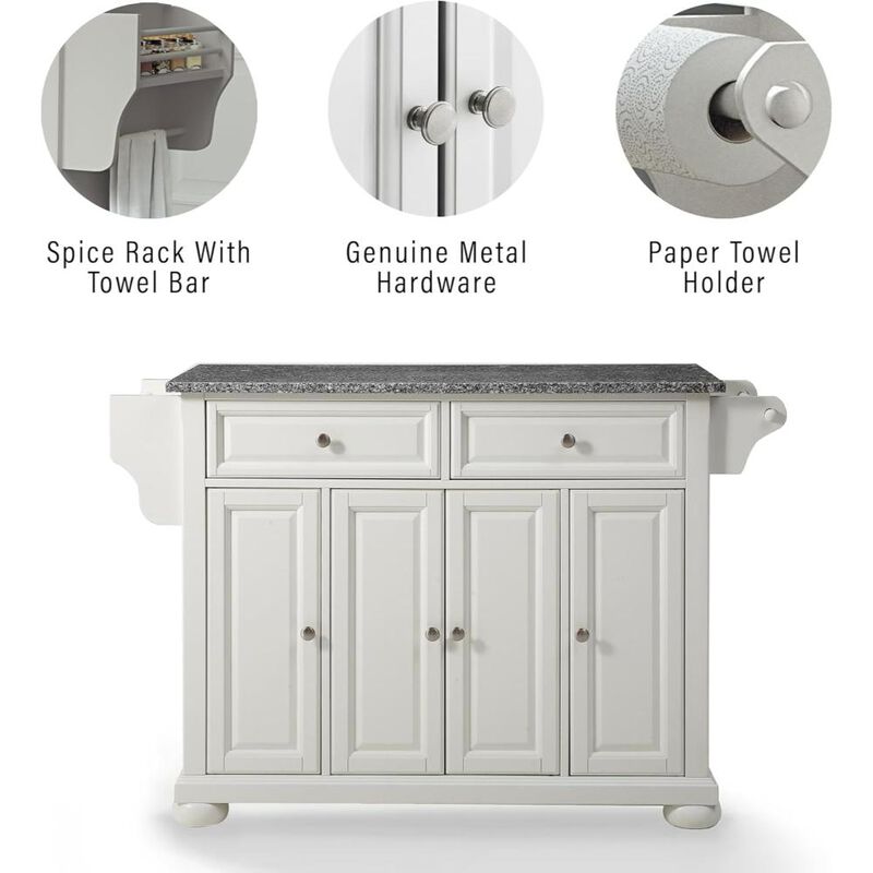 Alexandria Granite Top Full Size Kitchen Island/Cart