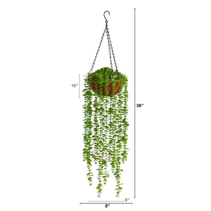 Hivvago 3" Eucalyptus Artificial Plant in Hanging Basket