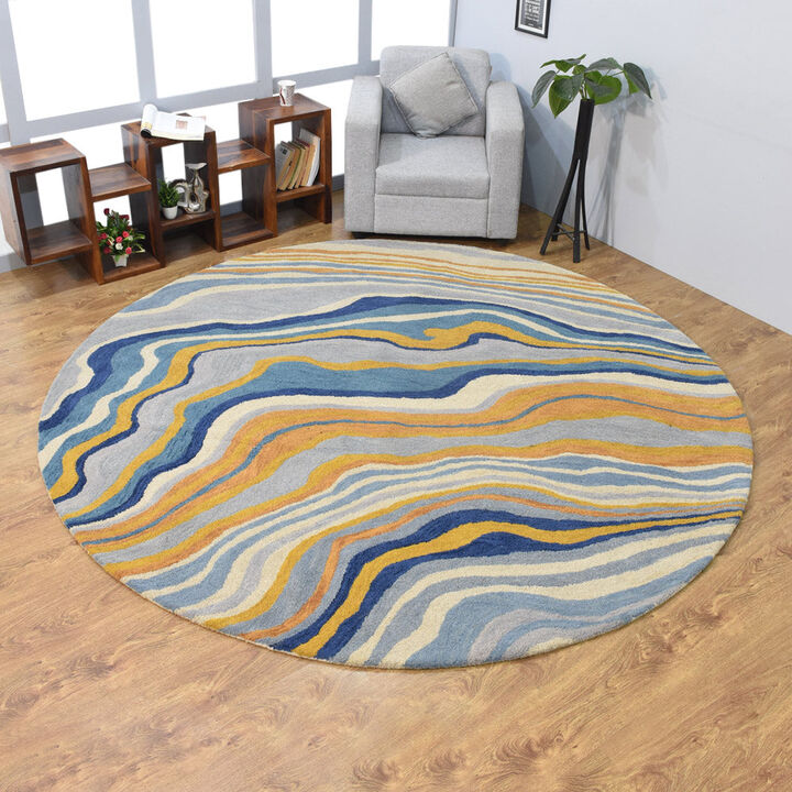 RUGSOTIC CARPETS HAND TUFTED WOOL ECO-FRIENDLY AREA RUGS  - Abstract Modern Design, High Pile Thick Handmade Area Rugs for Living Room, Bed Room (K00S17)