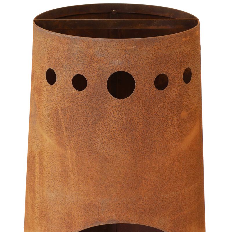Sunnydaze 50 in Santa Fe Wood Burning Chiminea Fire Pit with Log Grate