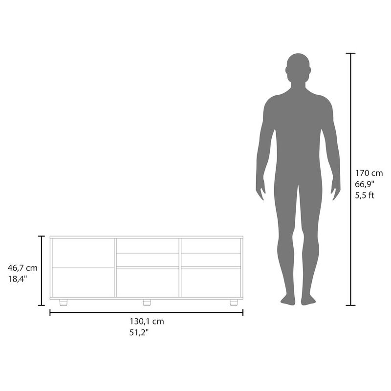 Penndel Tv Stand, 1 Door, 4 Shelves, 55" TV Capacity, Black Wengue