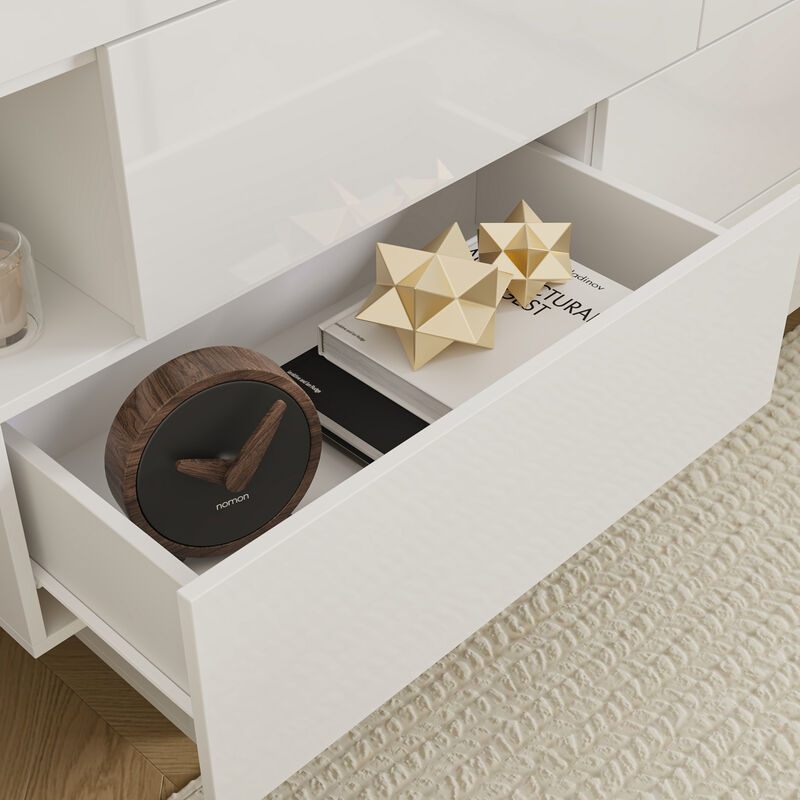 FUFU&GAGA White 8-Drawer Standard Dresser,(50.6" W x 16.2" D x 39.2" H),White