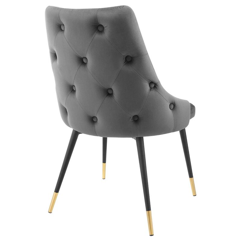Modway EEI-3907-GRY Adorn Tufted Performance Velvet Dining Side Chair, Gray image number 2