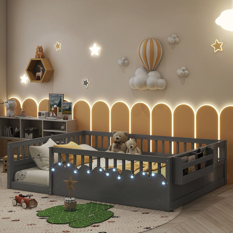 Vimnus Wooden Montessori Kids Toddler Floor Bed image number 3