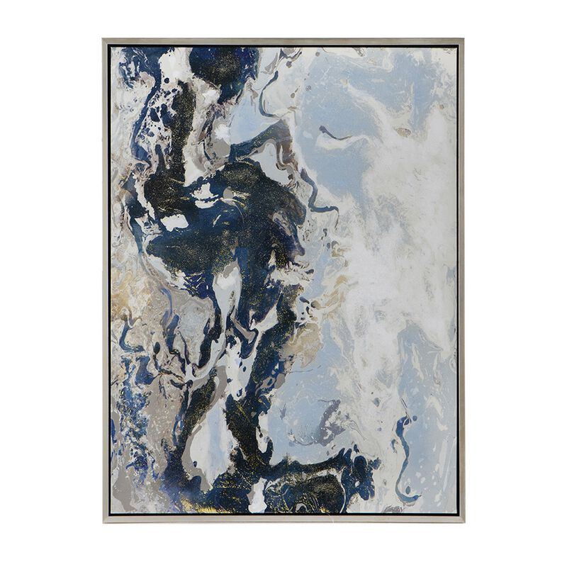 36 x 47 Framed Handpainted Wall Art, Rectangular Multicolor Cerulean Seas image number 2