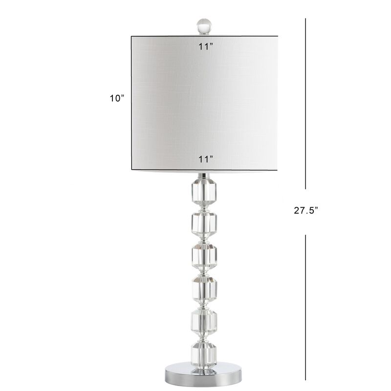 Cary 27.5" Modern Stacked Crystal/Metal LED Table Lamp, Chrome/Clear image number 3