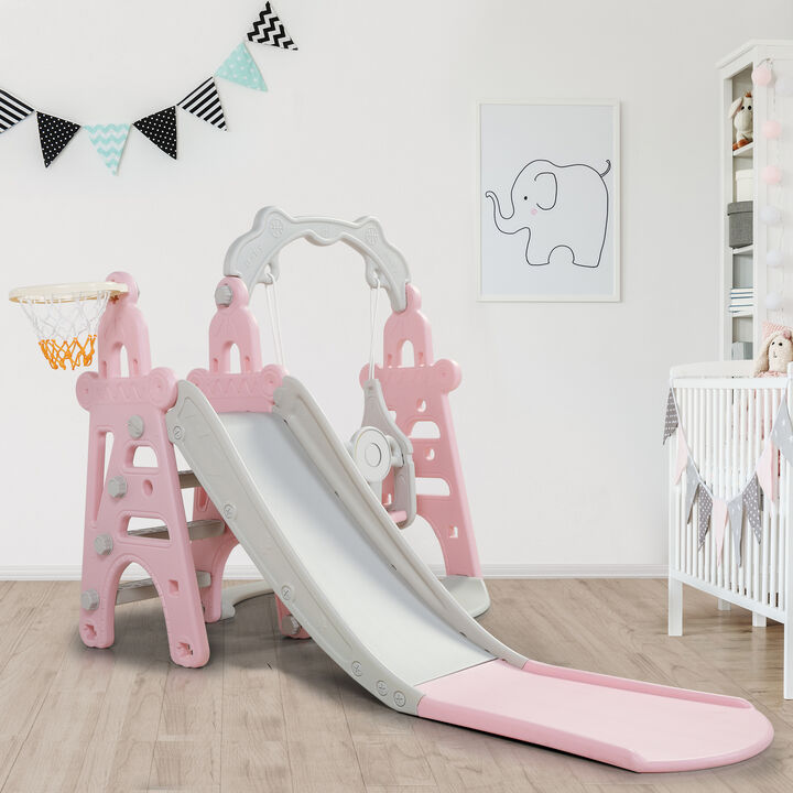 3-In-1 Toddler Extra-Long Slide and Swing Set