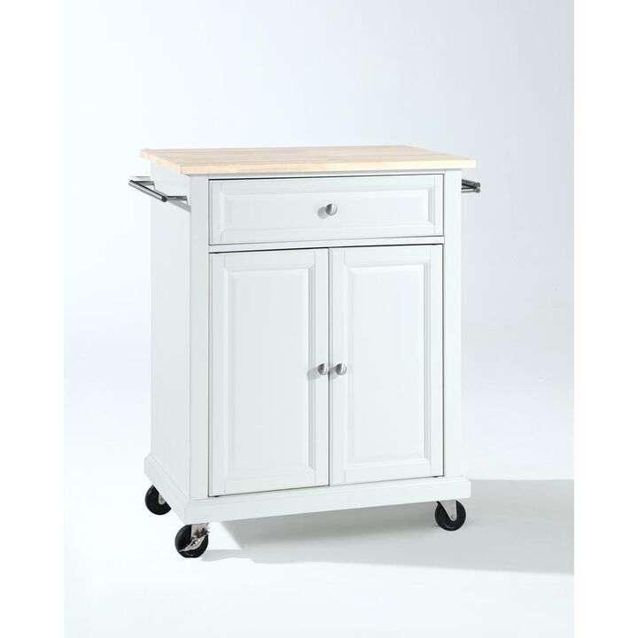 Compact Wood Top Kitchen Cart