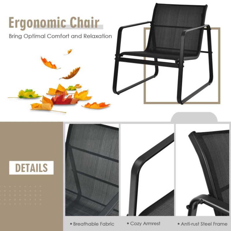 Hivvago 3 Pieces Patio Bistro Furniture Set with Glass Top Table Garden Deck